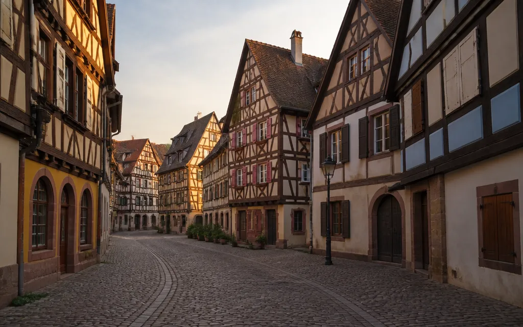 Rue à colombages d’un centre historique alsacien
